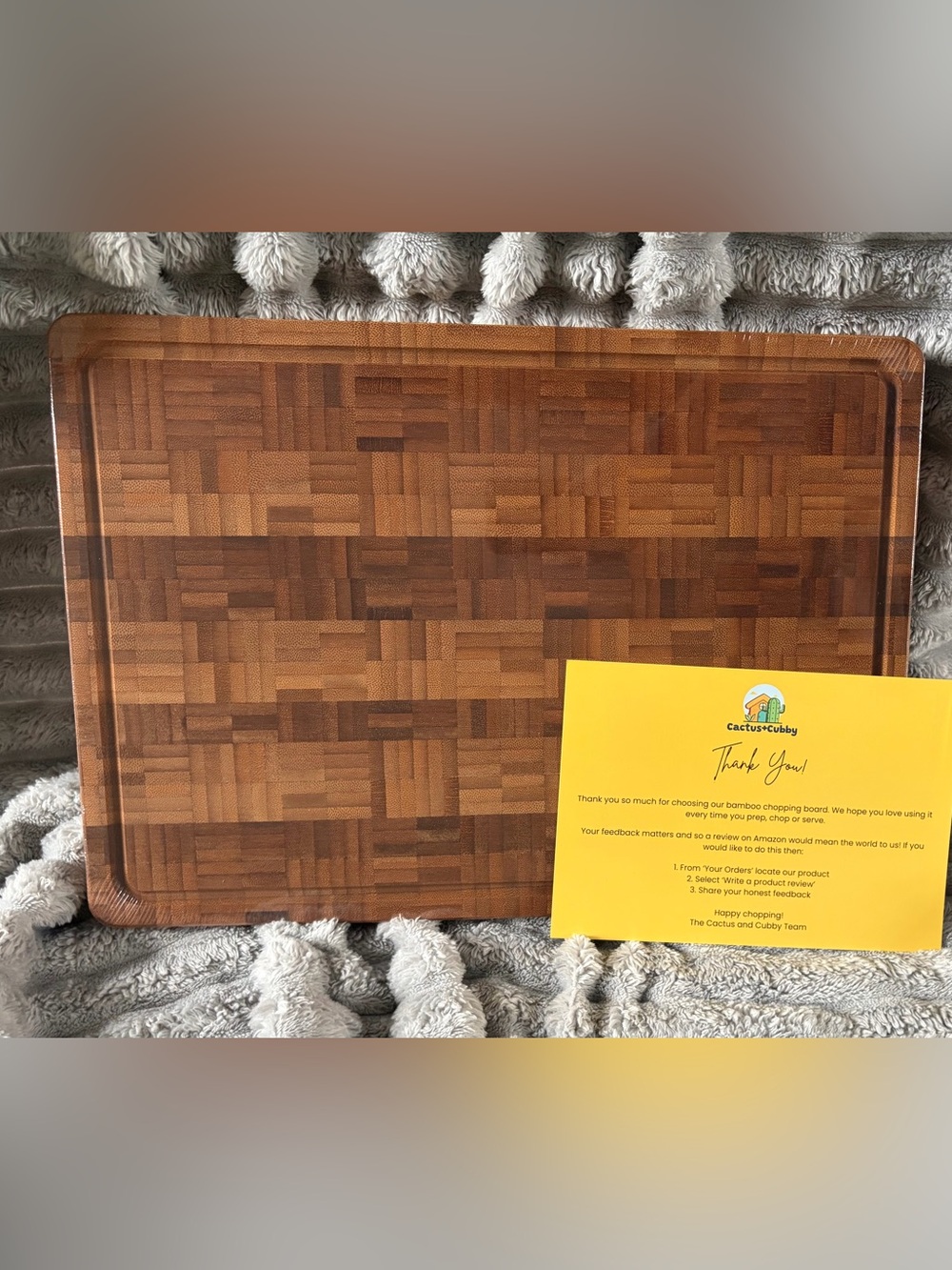 Cactus & Cubby Premium End Grain Bamboo Cutting Board